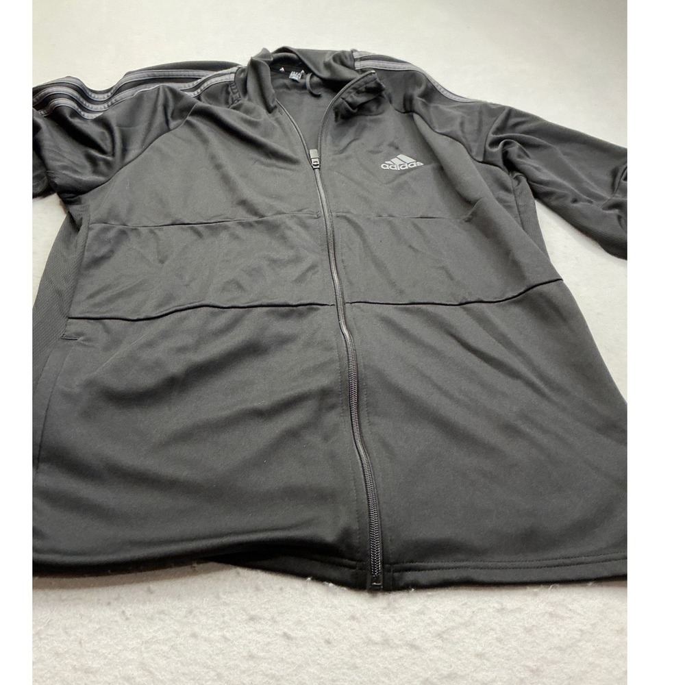 Adidas Aeroready Track Jacket‎ Full Zip Gray Stripes Mens XXL Black GT8803